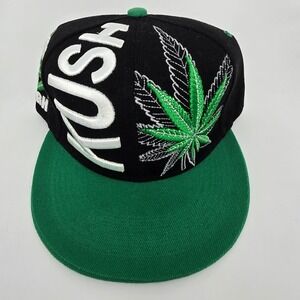 Top Pro Sports Kush Cannabis Snapback Hat Mens Black Green Weed Leaf Flat Bill